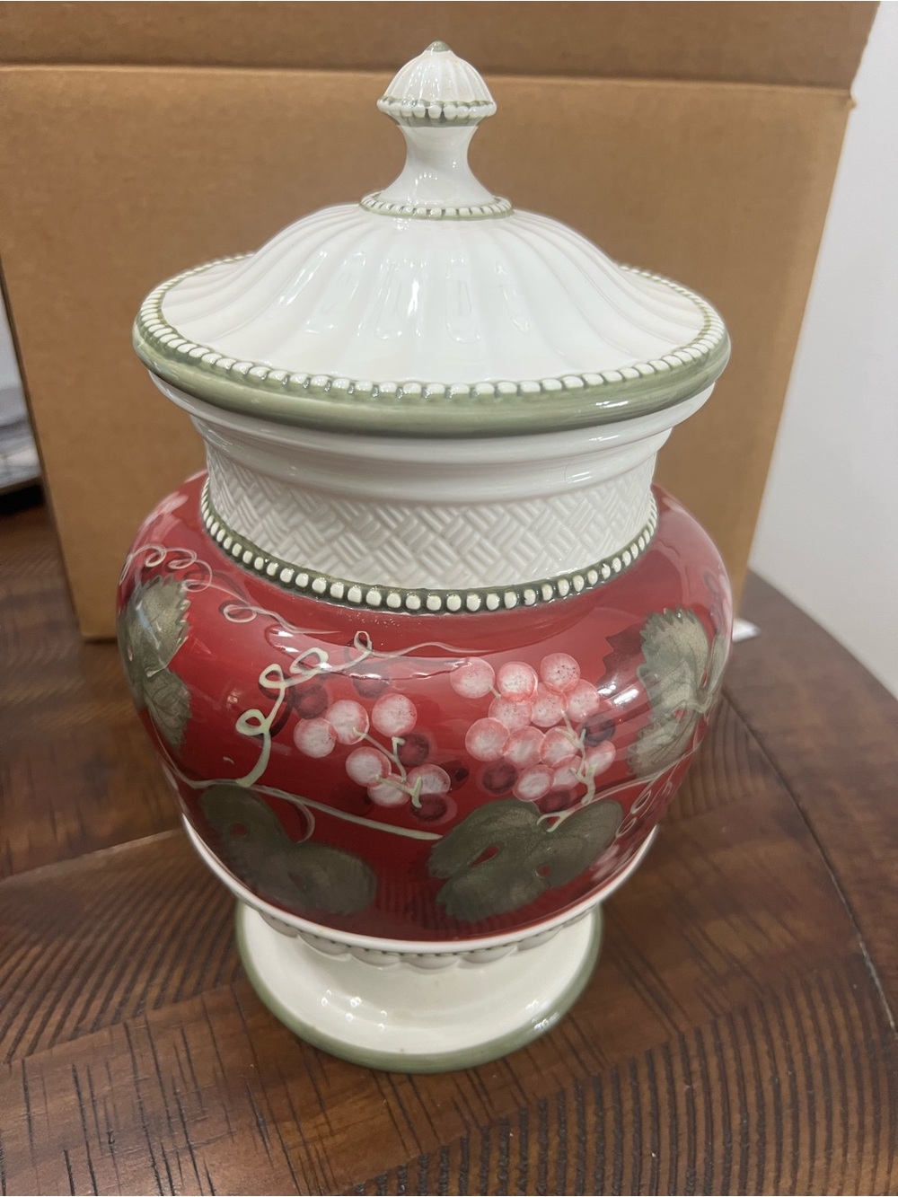 Raymond Waites Red Grape Ceramic Canister With Lid 🍇